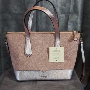 NWT Kate Spade Lola Glitter Satchel Rose Gold Pink Crossbody Bag E151